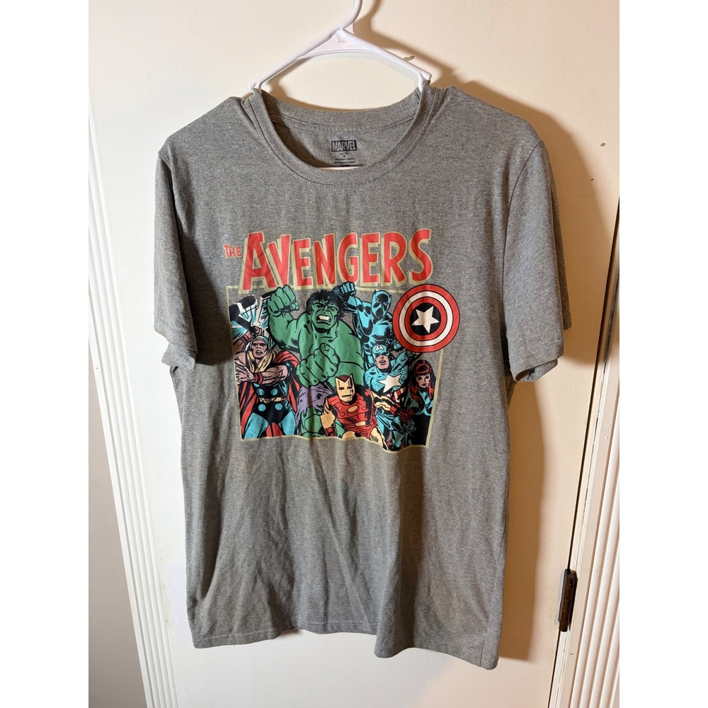 Marvel The Avengers Kids Graphic T-Shirt Gray Medium Hulk Captain America Thor